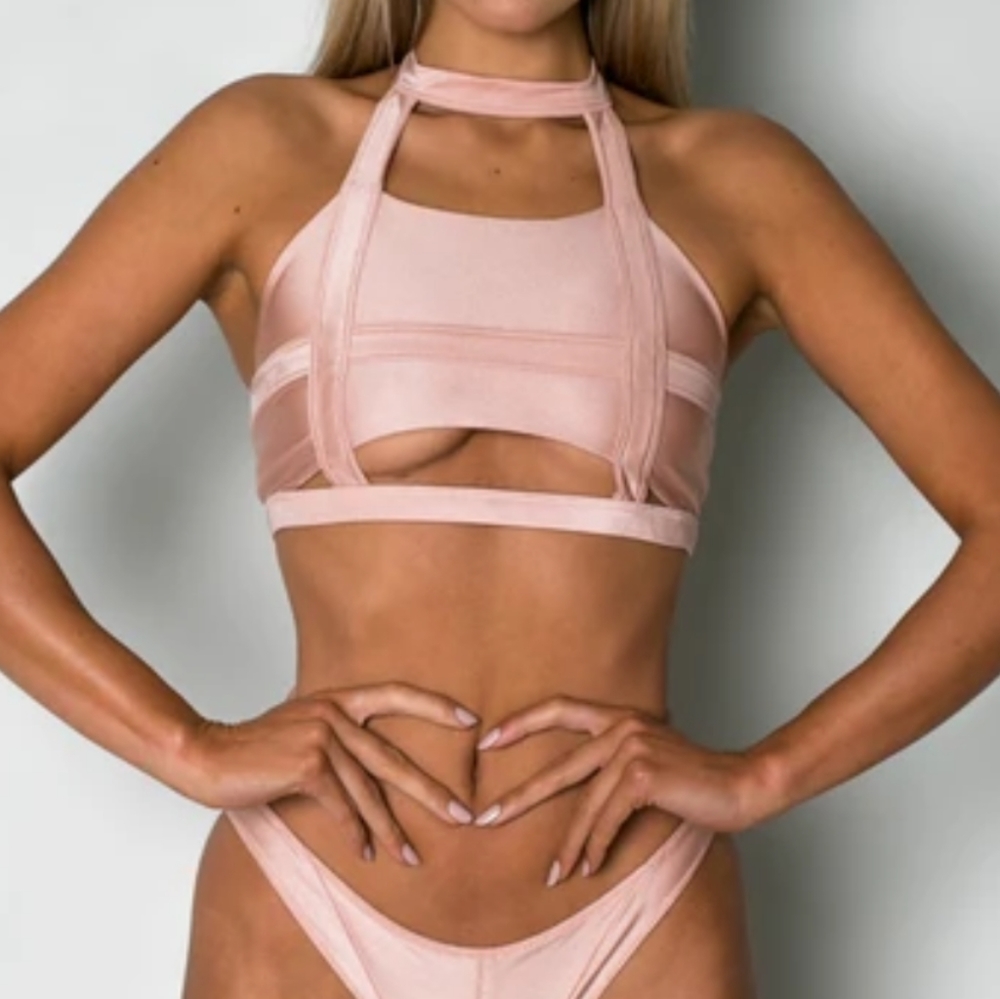Cantik Swimwear rare pink cut out Bellini top S - Picture 6 of 9